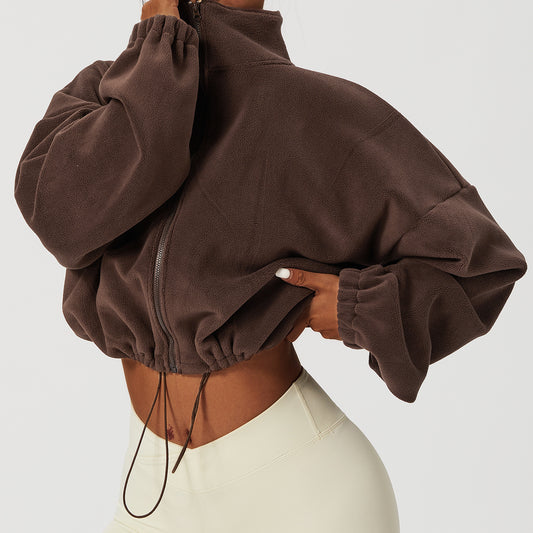 Women's Outdoor Loose Cashmere Sports Coat with Collar