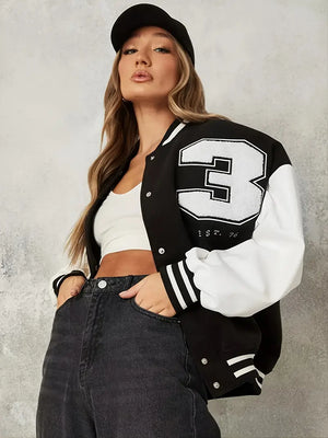 Women's Winter Baseball Sports Jacket - Loose Fit