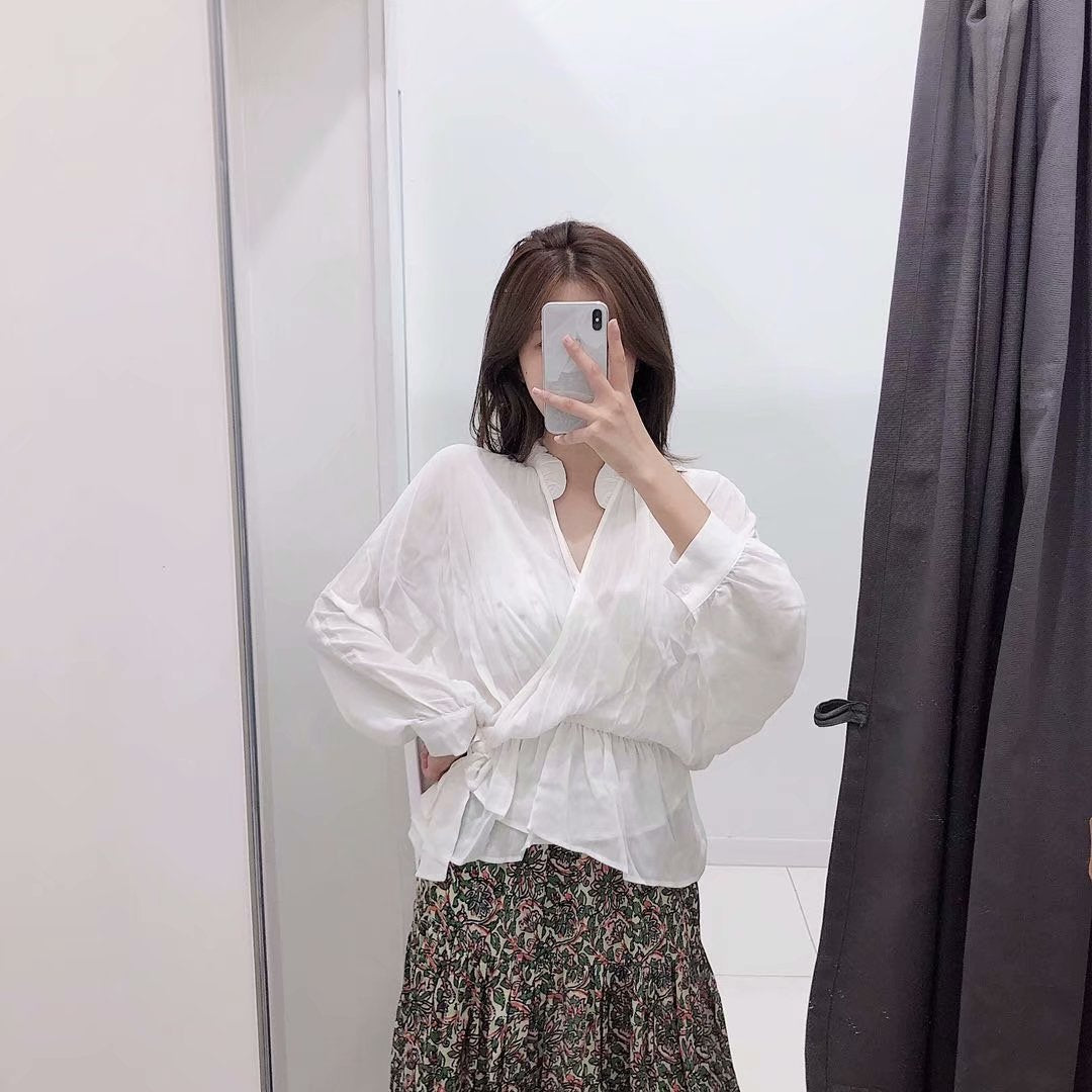 Summer V-Neck Lace Shirt with Cross Design