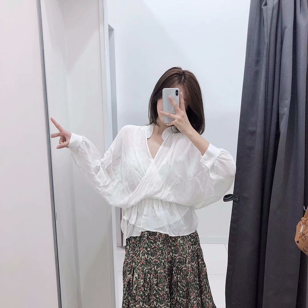Summer V-Neck Lace Shirt with Cross Design