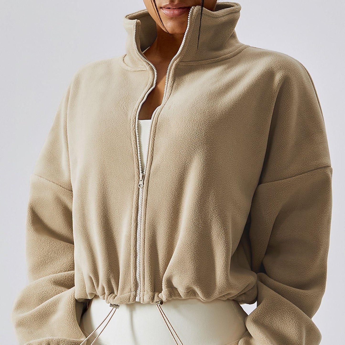 Women's Outdoor Loose Cashmere Sports Coat with Collar