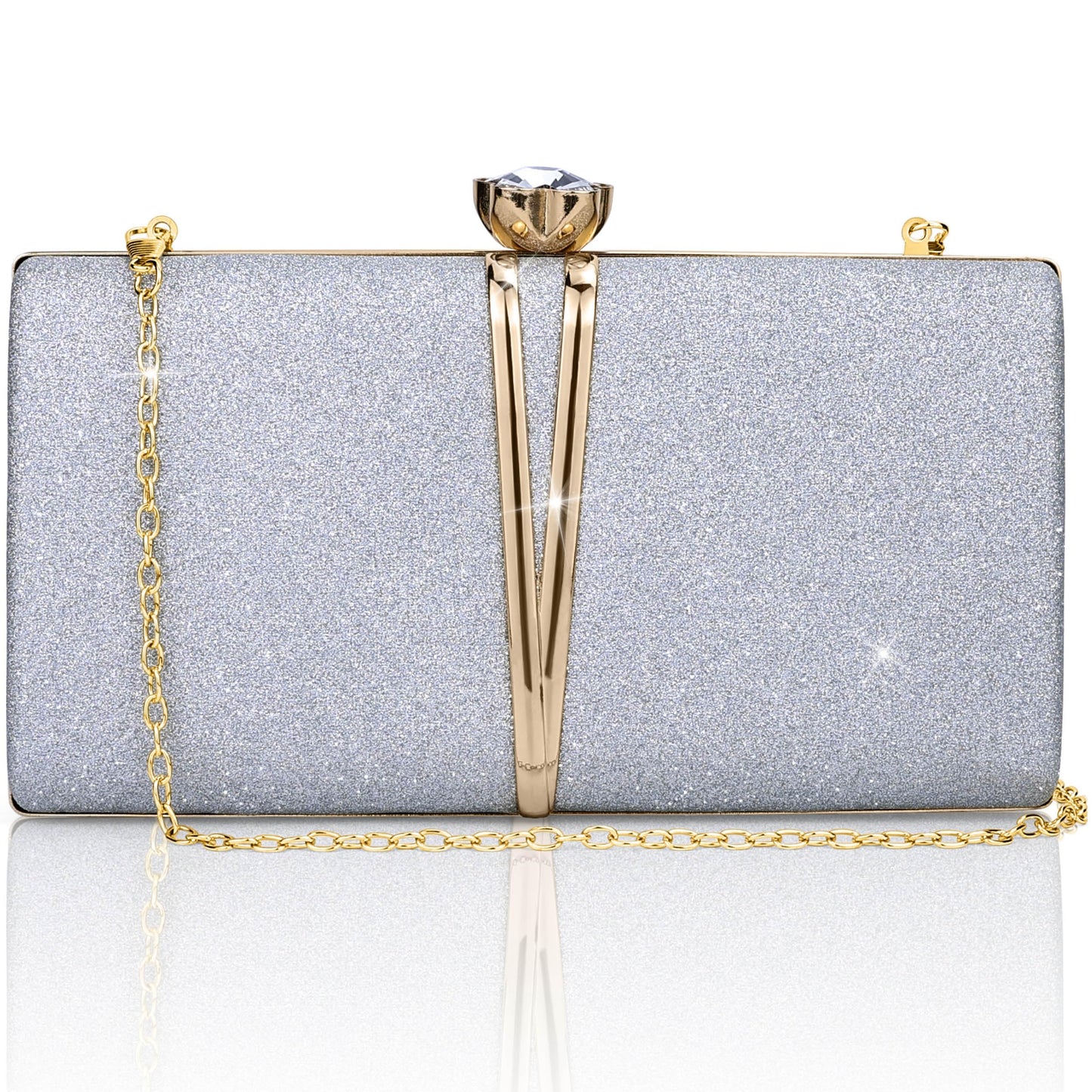 Farcauo Small Womens Evening Handbags Formal Clutch Purses Sparkling Evening Bag for Women Modern Dressy Wedding Handbag for Bride Silver Trendy Crossbody Bags for Womens