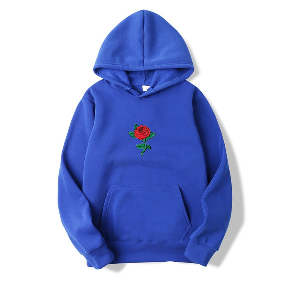 Rose Print Hooded Sweatshirt for Men and Women