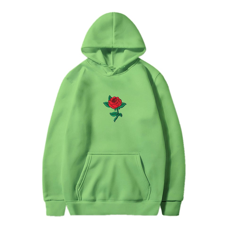 Rose Print Hooded Sweatshirt for Men and Women