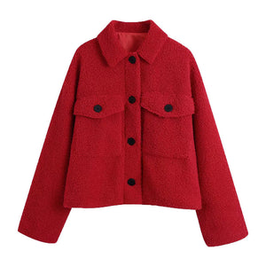 Fashionable Single Breasted Lamb Wool Coat